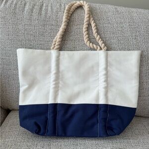 Neiman Marcus Canvas Tote Bag - Navy and White